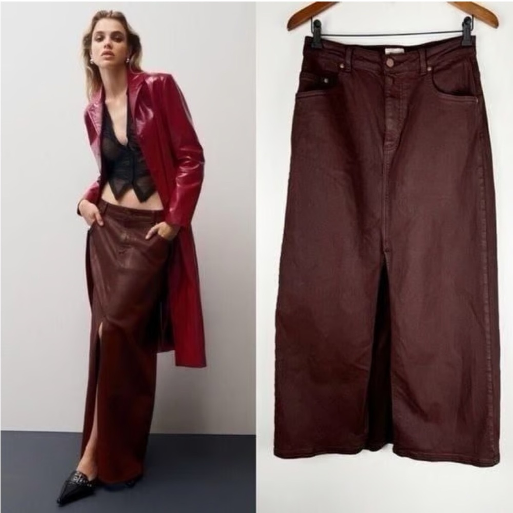 NWOT ANTHROPOLOGIE x PILCRO THE MADI FRONT SLIT DENIM SKIRT